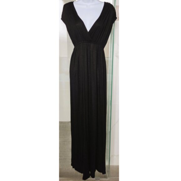 Black Short Sleeve Maxi Dress- Size S - Picture 1 of 3